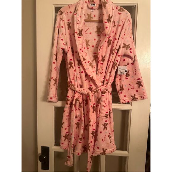 Christmas pink gingerbread O/S HOLIDAY women’s BELTED fleece - Picture 6 of 10